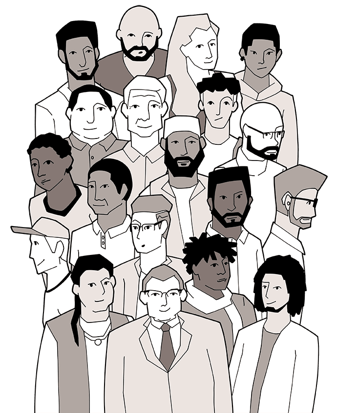 Group Illustration of many different types of men